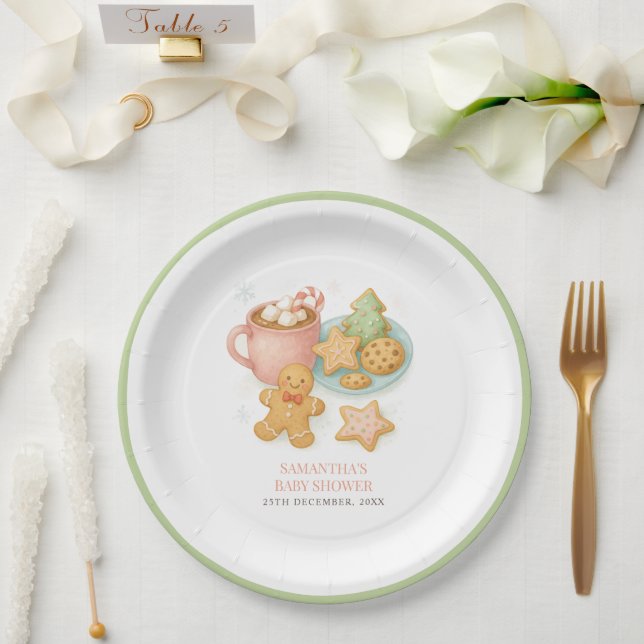 Assiettes En Carton Cookies and Cocoa Winter Baby Shower  (Mariage)