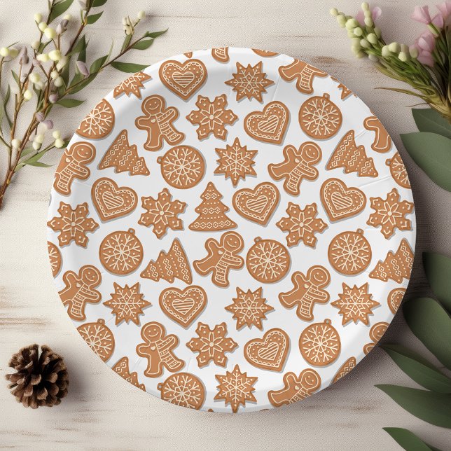 Assiettes En Carton Cookies de bonhomme en pain d'épice Noël mignon (Créateur téléchargé)