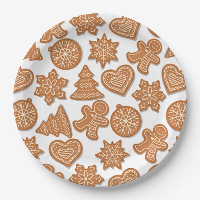 Assiettes En Carton Cookies en pain d'épice de Noël (Devant)