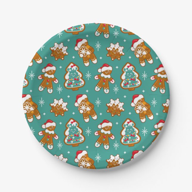 Assiettes En Carton Cookies en pain d'épice de Noël (Devant)
