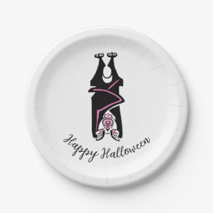 Assiettes En Carton Cool Black BAT - Halloween heureux - Fête