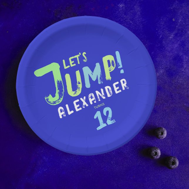 Assiettes En Carton Cool Blue Boy Trampoline Jump Kid Bounce Party (Créateur téléchargé)