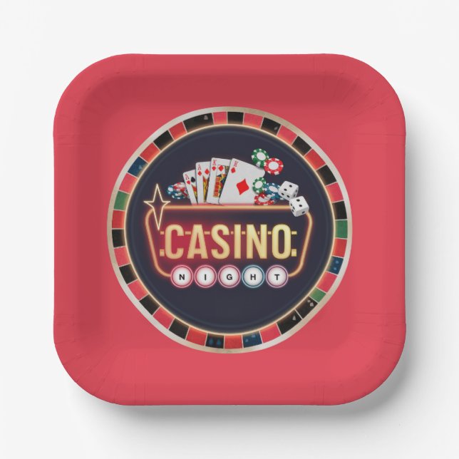 Assiettes En Carton Cool Casino soirée amoureux de jeu (Recto)