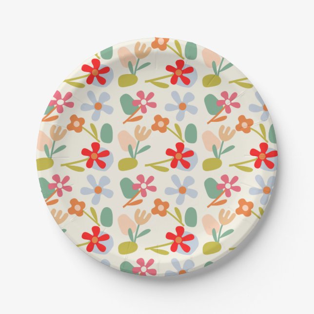 Assiettes En Carton Cool D'Apparence Florale Abstraite (Devant)