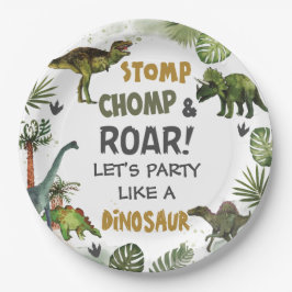 Assiettes En Carton Cool Dinosaures Jurassic Boy Anniversaire
