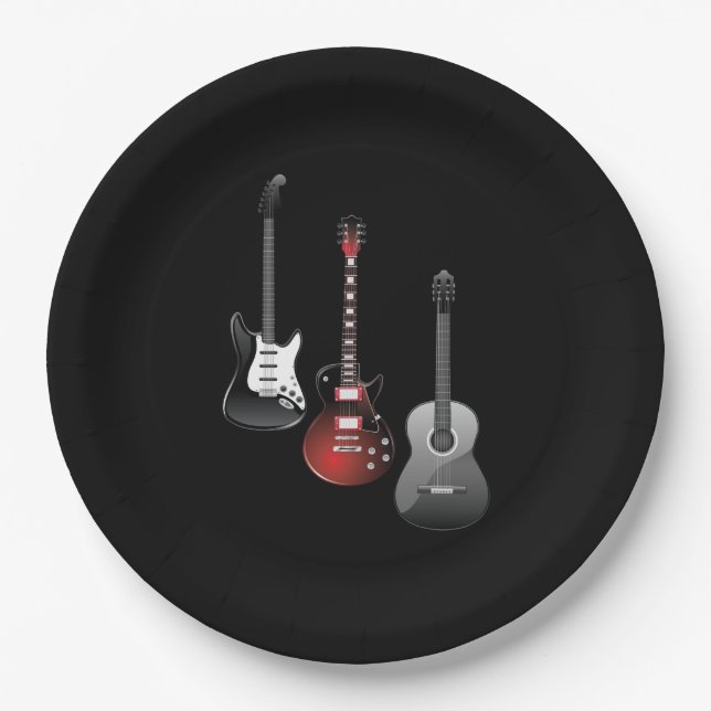 Assiettes En Carton Cool Electric Guitars for Music Lovers Gift (Devant)