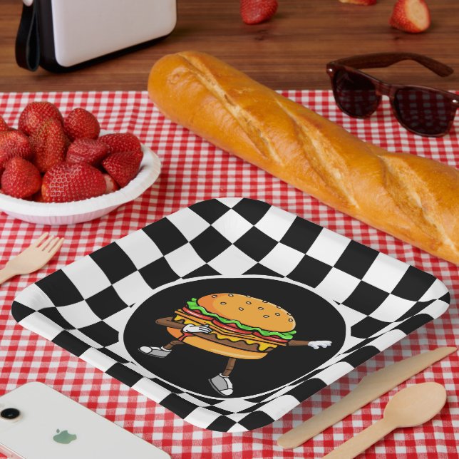 Assiettes En Carton cool hamburger amoureux de fête (Pique-nique)