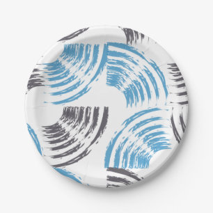 Assiettes En Carton Cool, moderne, bleu abstrait tendance