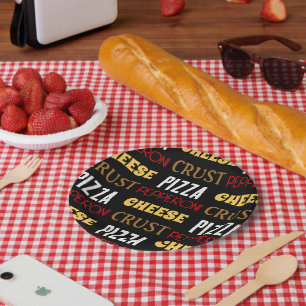 Assiettes En Carton Cool plaisir pizza pepperoni fromage croûte texte 