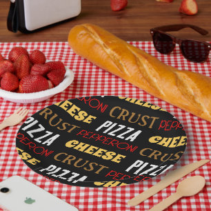 Assiettes En Carton Cool plaisir pizza pepperoni fromage croûte texte