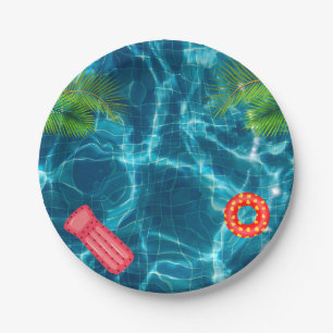 Assiettes En Carton Cool Pool Party   Nage Plaque Papier Anniversaire