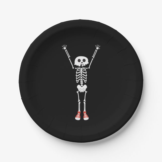 Assiettes En Carton Cool Skeleton Halloween Design (Devant)