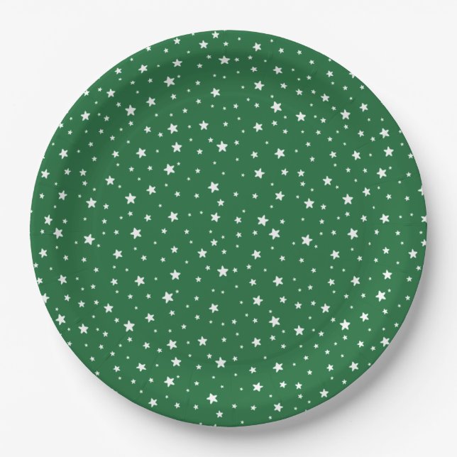 Assiettes En Carton Cool Stars Green Noël Fête de Noël (Devant)