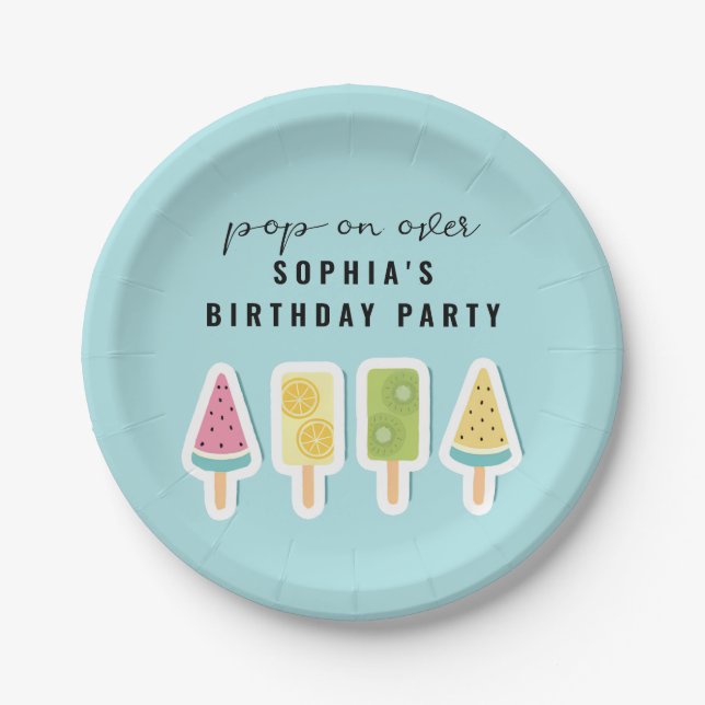 Assiettes En Carton Cool Summer Popsicle Anniversaire (Devant)