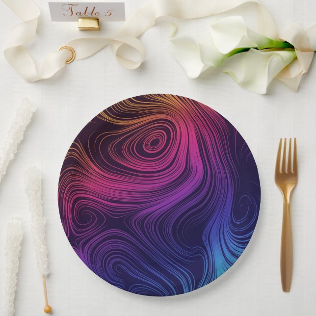 Assiettes En Carton Cool super Abstrait des tourbillons et cercles (Mariage)