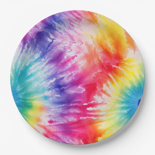 Assiettes En Carton Cool Tie Dye Sun Burst (Devant)