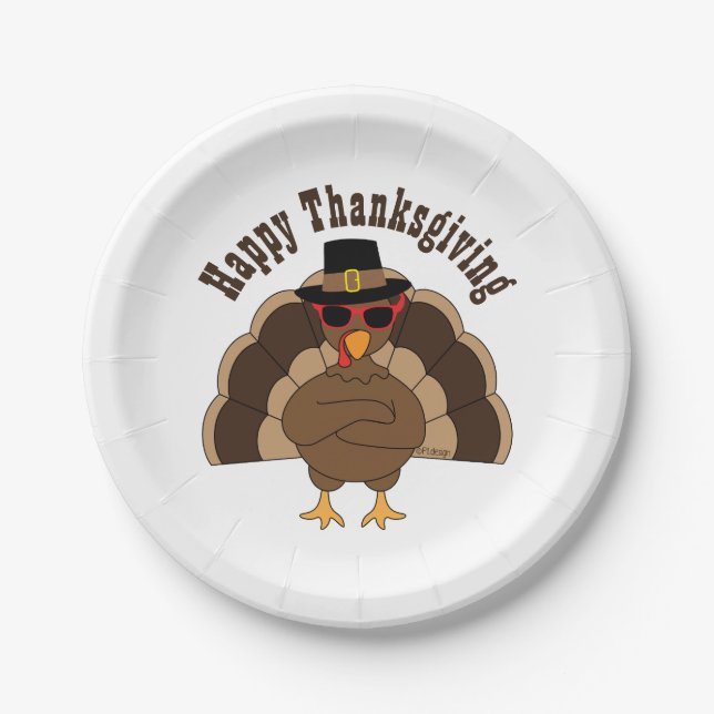 Assiettes En Carton Cool Turquie Bon thanksgiving fun Texte personnali (Devant)