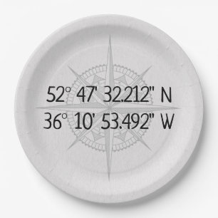 Assiettes En Carton Coordonnées de base GPS Compass