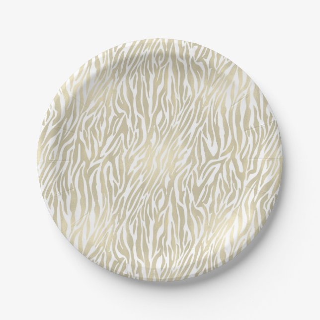 Assiettes En Carton Copie chic de zèbre d'or (Devant)