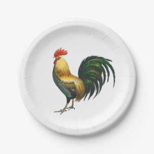 Assiettes En Carton Coq pays classique élégant oiseau traditionnel