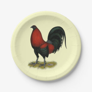 Assiettes En Carton Coq Rouge Noir BB Jeu Américain