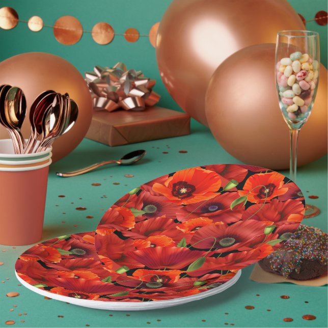 Assiettes En Carton Coquelicot (Multi)