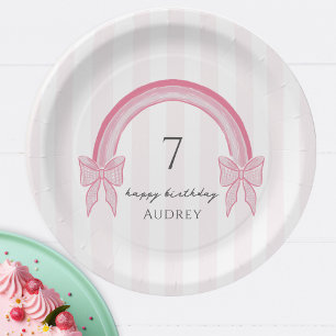 Assiettes En Carton Coquette Arc-en-ciel rose fantaisie
