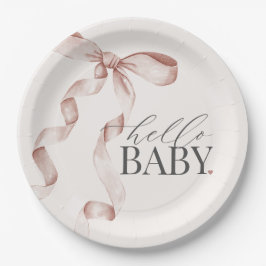 Assiettes En Carton Coquette Beige Bow Girl Baby shower Décor