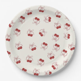 Assiettes En Carton Coquette Cerisier Bow Plaques de papier d'annivers