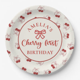 Assiettes En Carton Coquette Cherry Premier Anniversaire Plaques de pa