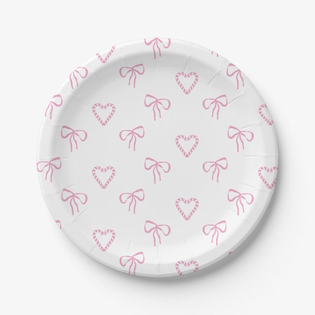 Assiettes En Carton Coquette Christmas Bow (Devant)