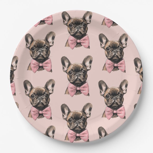 Assiettes En Carton Coquette Frenchie (Devant)
