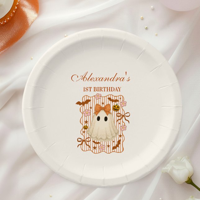 Assiettes En Carton Coquette Lace Ghost Halloween 1st Birthday (Créateur téléchargé)