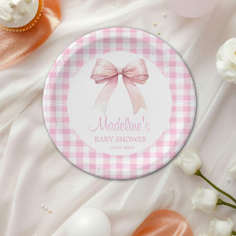 Assiettes En Carton Coquette Pink Bow Baby shower Plaque papier pour f