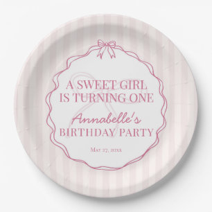 Assiettes En Carton Coquette rose Bow Pastel Anniversaire