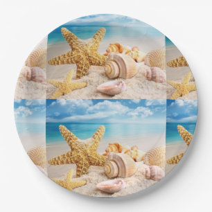 Assiettes En Carton Coquillages sur la plage Plaques en papier