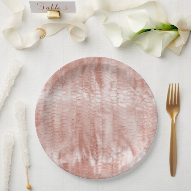 Assiettes En Carton Coquille blanche rose pâle (Mariage)