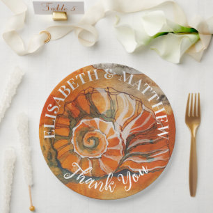 Assiettes En Carton Coquille Sur La Plage Aquarelle Dessin Nautique