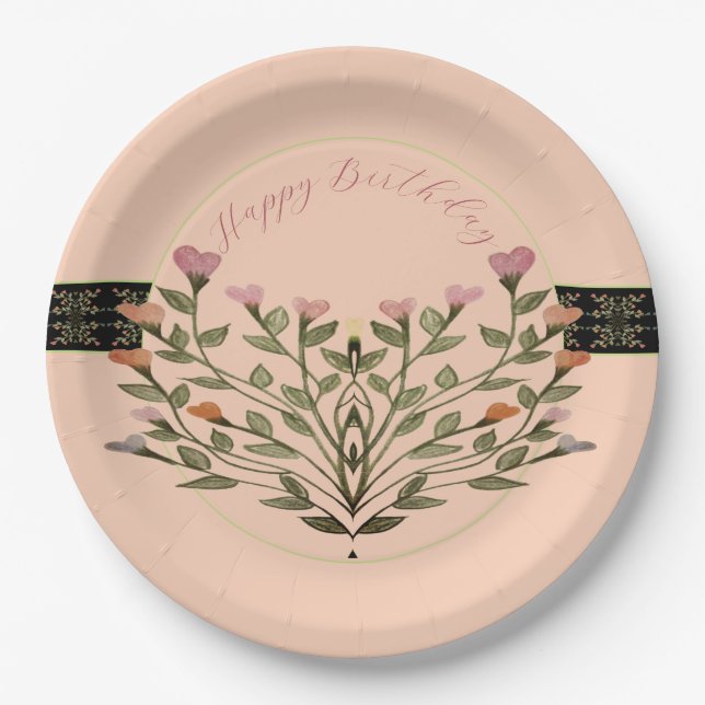 Assiettes En Carton Corail rose Pastel (Devant)