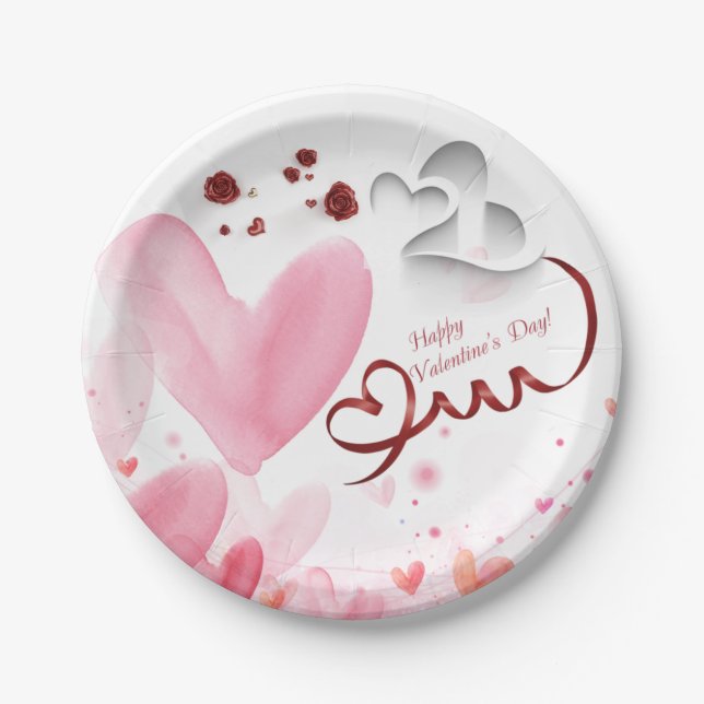Assiettes En Carton  corazones  de san Valentín (Devant)