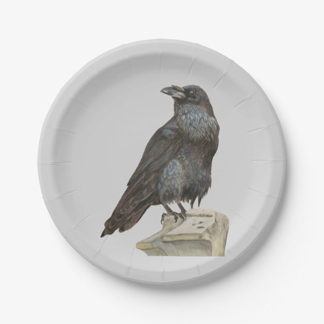 Assiettes En Carton Corbeau (Devant)
