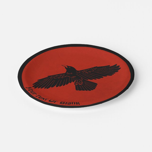 Assiettes En Carton Corbeau rouge (Angle)