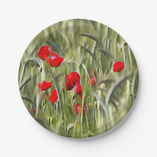 Assiettes En Carton Corn Poppies