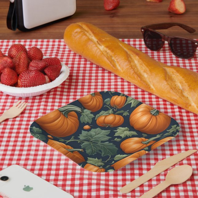 Assiettes En Carton Correctif Citrouille feuillet (Pique-nique)