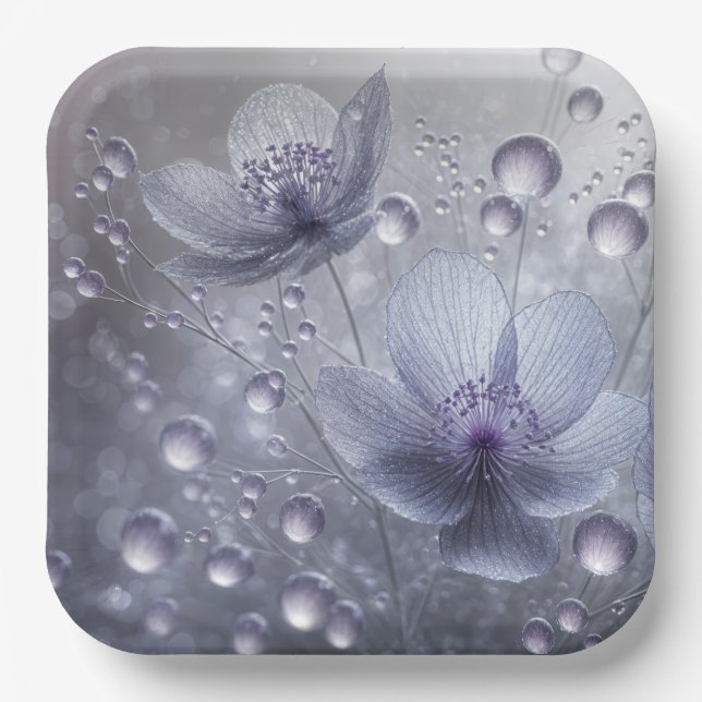 Assiettes En Carton Cosmos pourpre et gouttes de ragoût (Recto)