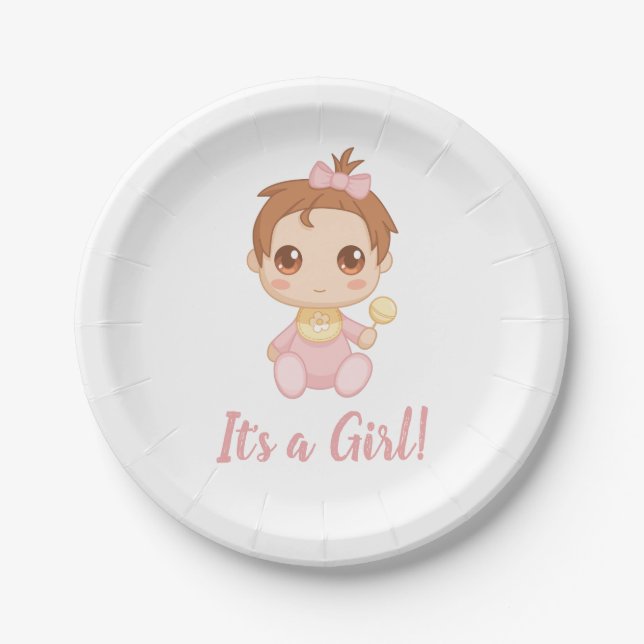 Assiettes En Carton Costume de bébé rose (Devant)
