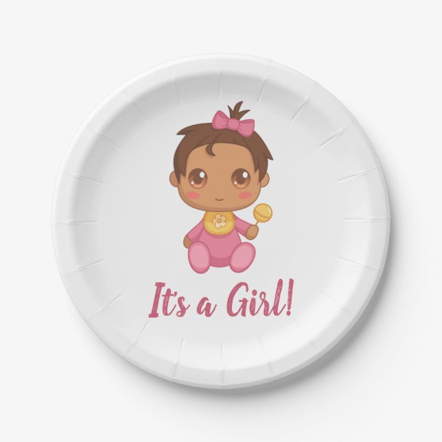 Assiettes En Carton Costume de bébé rose (Devant)