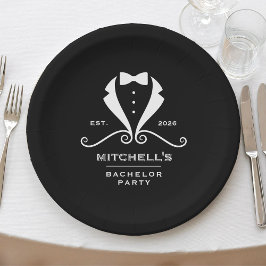 Assiettes En Carton Costume de Smoking Nœud Papillon Mariage Noir Ente