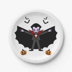 Assiettes En Carton Costume d'Halloween éffrayante fête Dracula Vampir