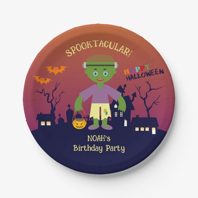 Assiettes En Carton Costume d'Halloween garçon fête d'anniversaire (Devant)